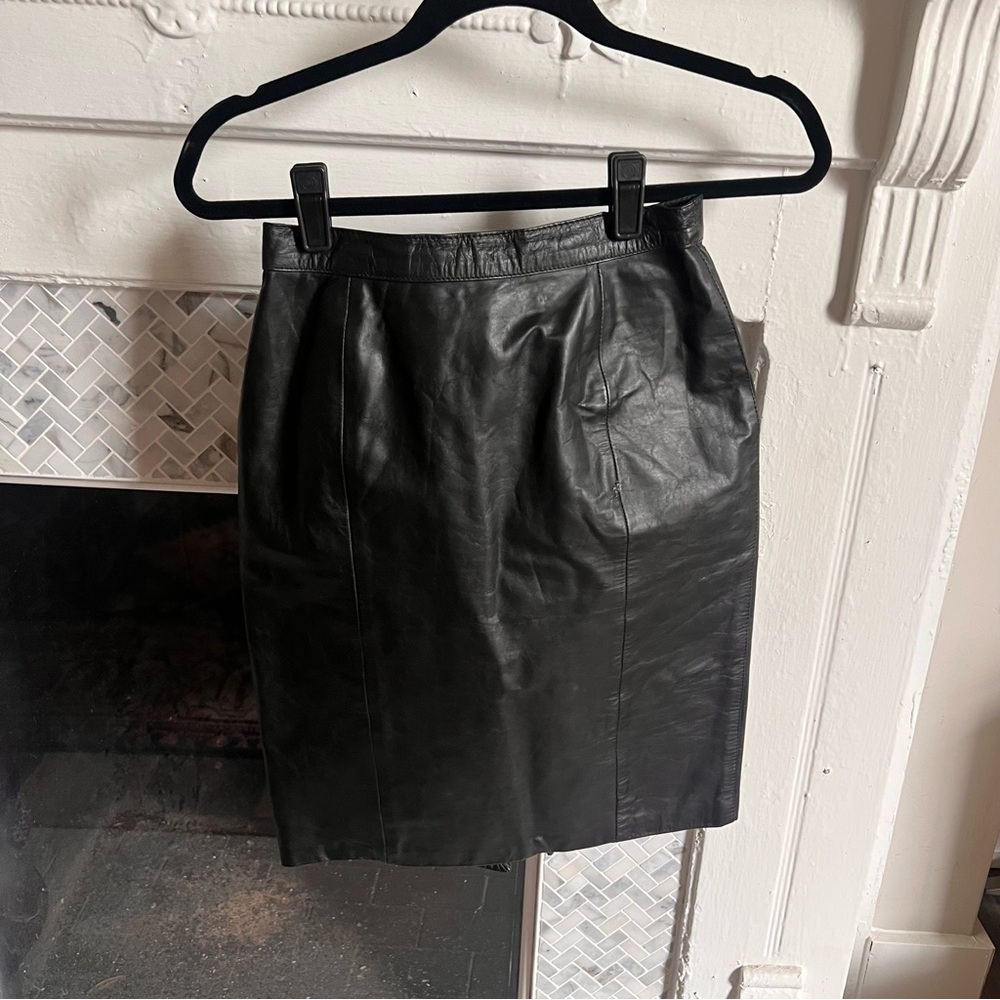 Vintage Winlit Black Leather Pencil Skirt